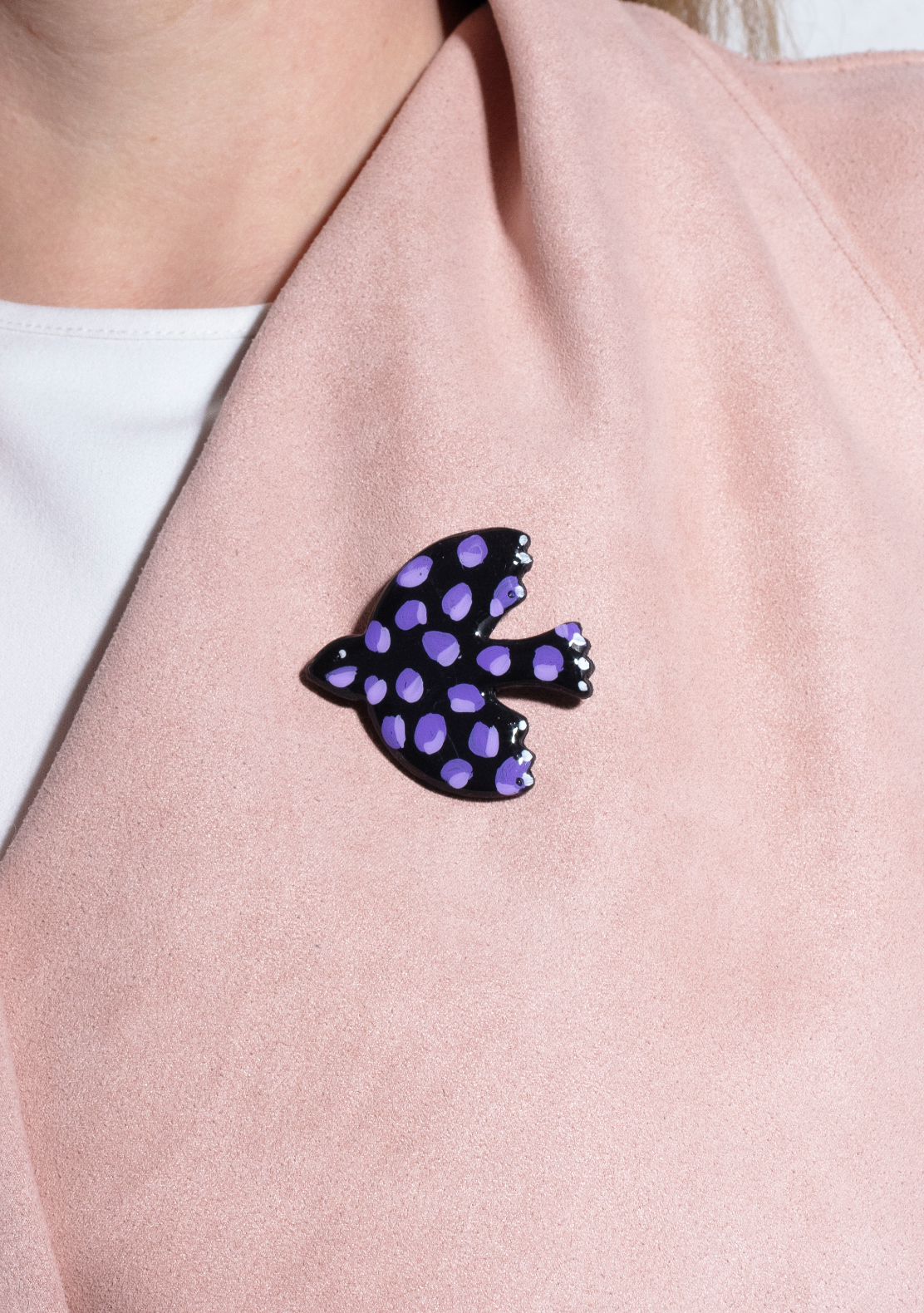 Purple rain Dove brooch