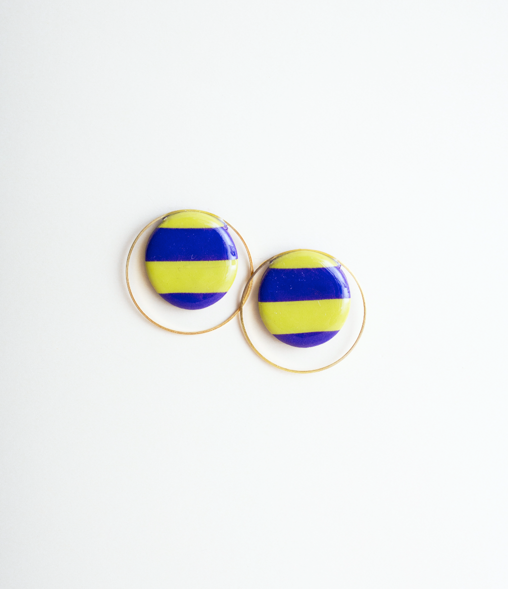 Stripe Button earrings 2