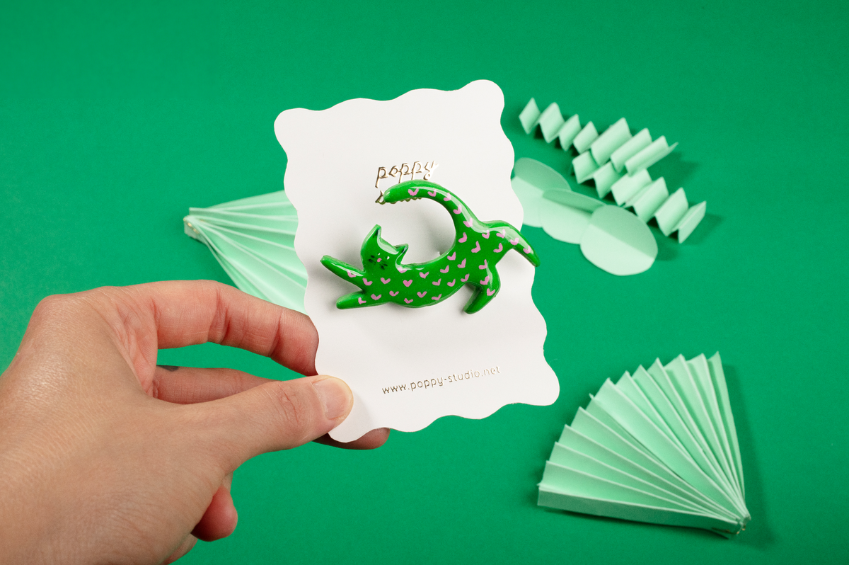 Green Cat Brooch