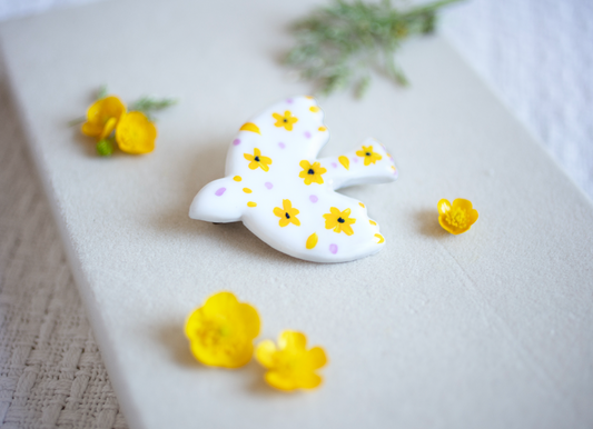 Flower Dove brooch