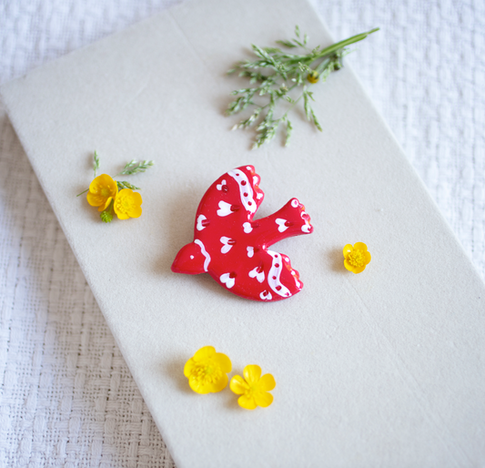 Red Dove brooch