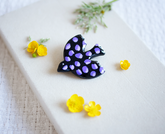 Purple rain Dove brooch