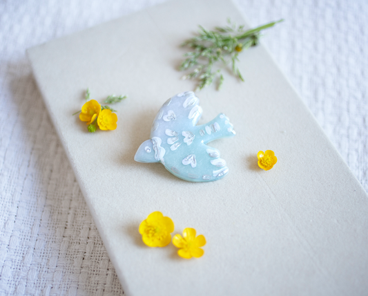 Ombre Blue Dove brooch