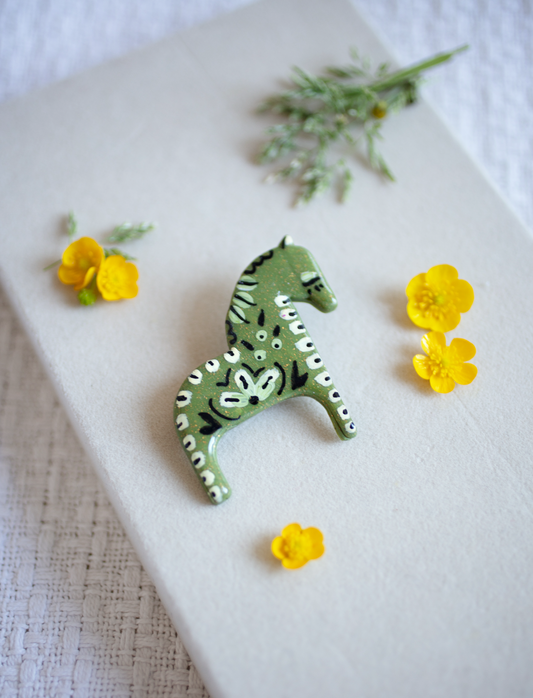 Green Horse brooch