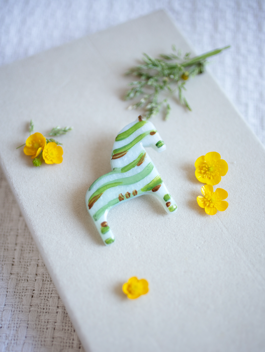 Green wave Horse brooch