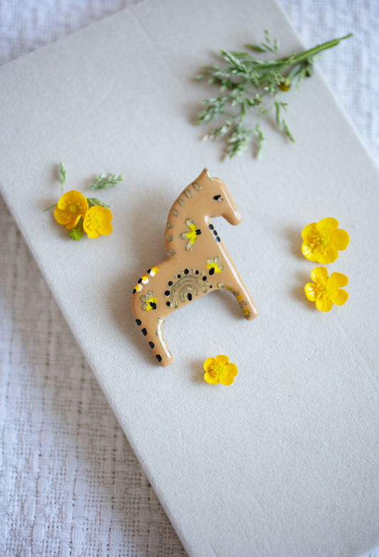 Gold Horse brooch