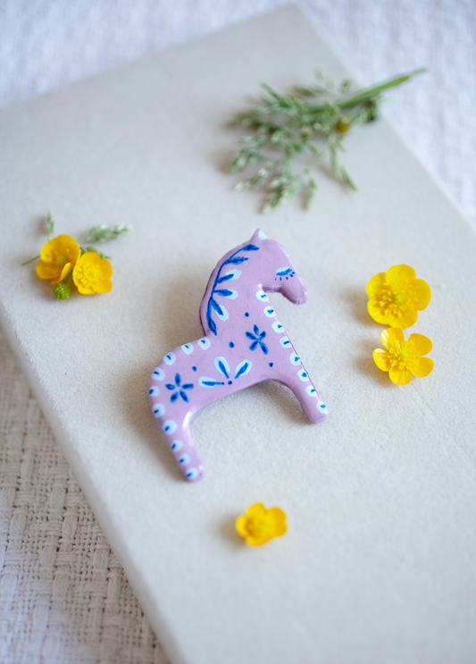 Lilac Horse Brooch