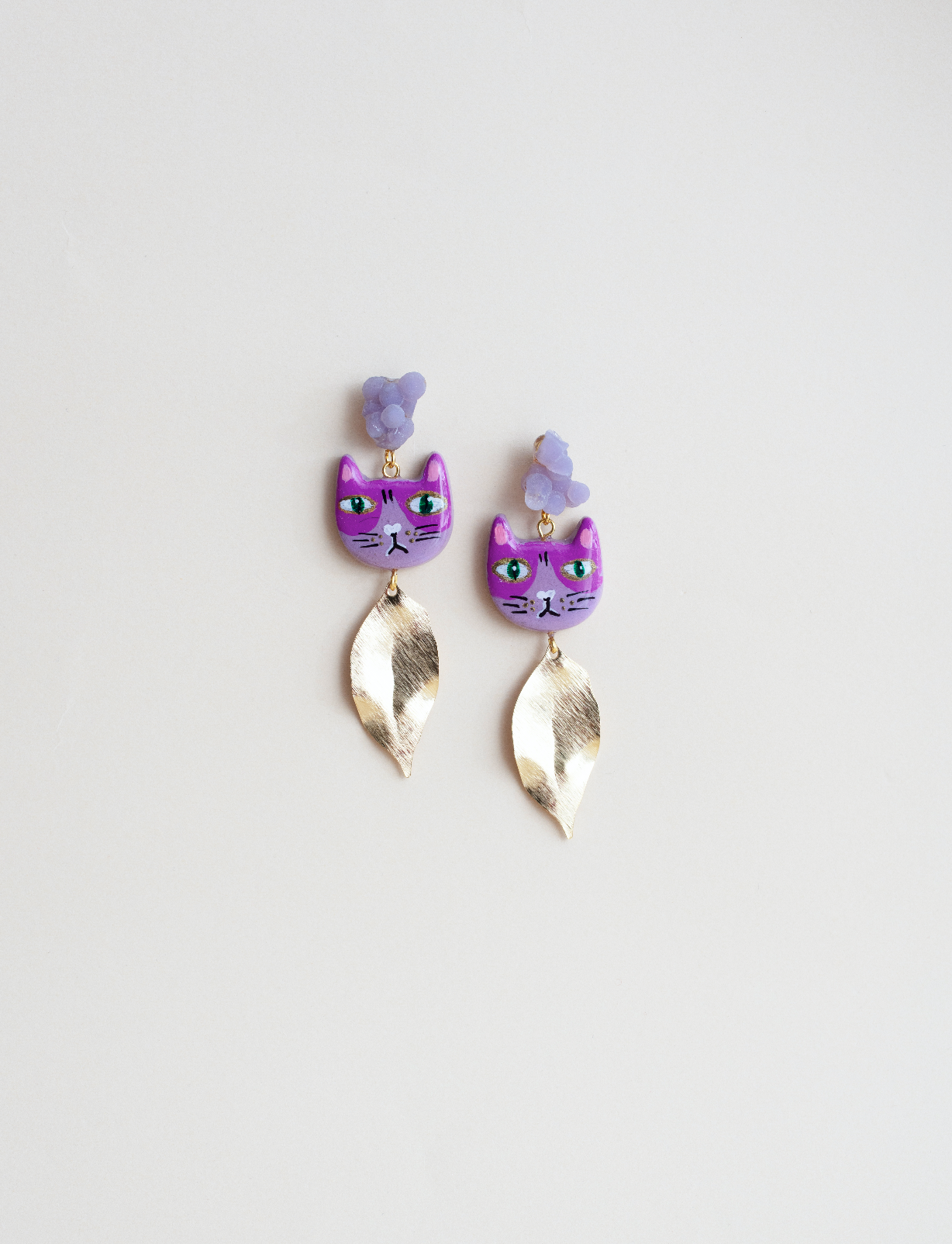 Agate crystals Cat earrings