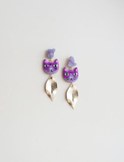 Agate crystals Cat earrings