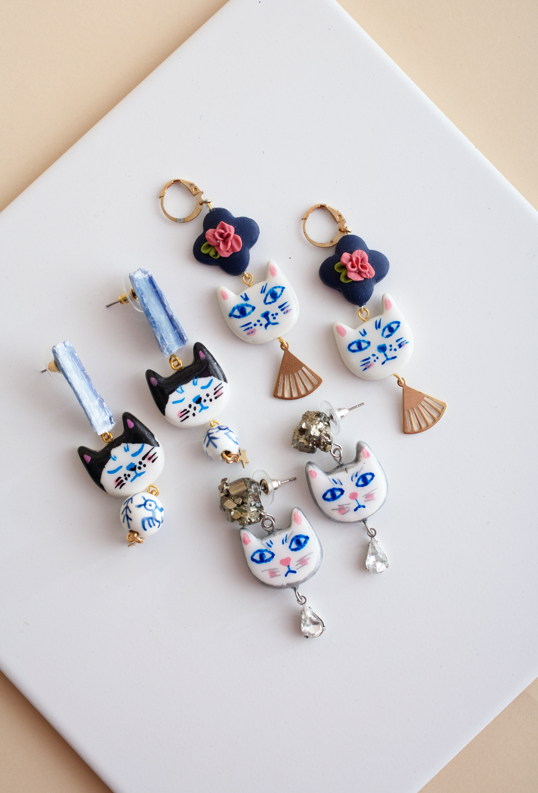 Kyanite crystals Cat earrings