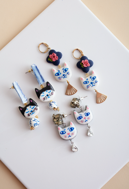 Kyanite crystals Cat earrings