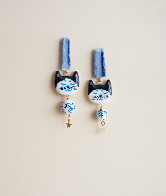 Kyanite crystals Cat earrings