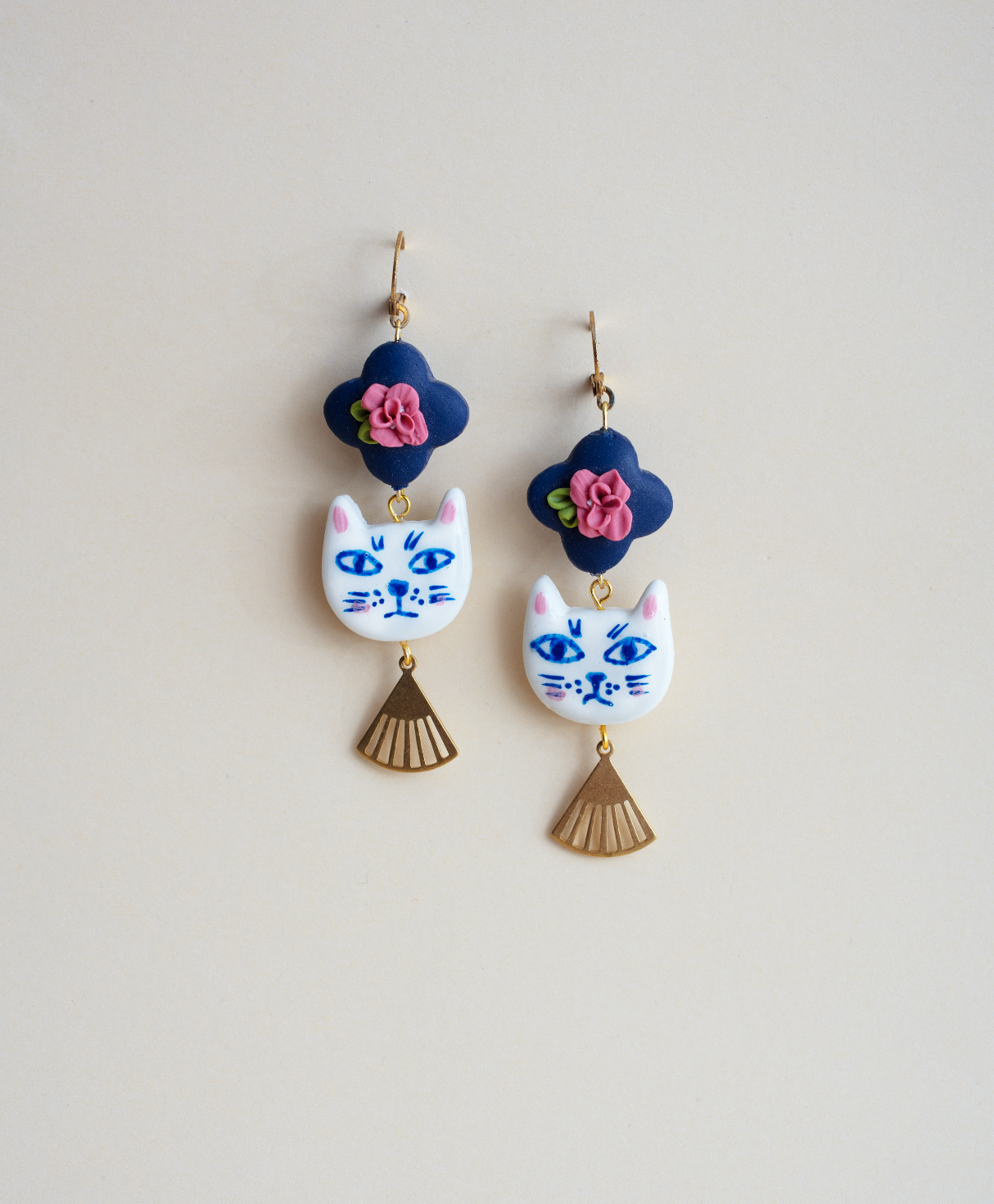 Rose and Cat earrings