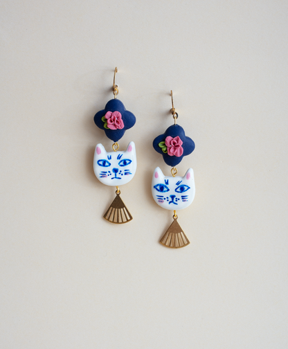 Rose and Cat earrings