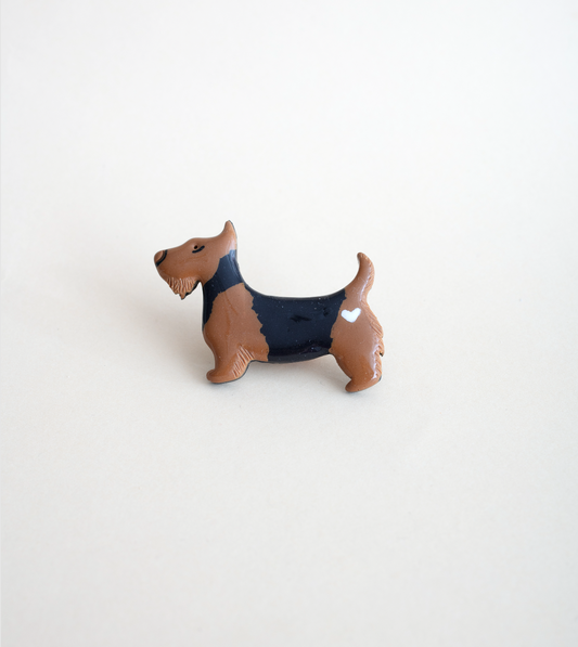 Black and Brown Terrier Brooch