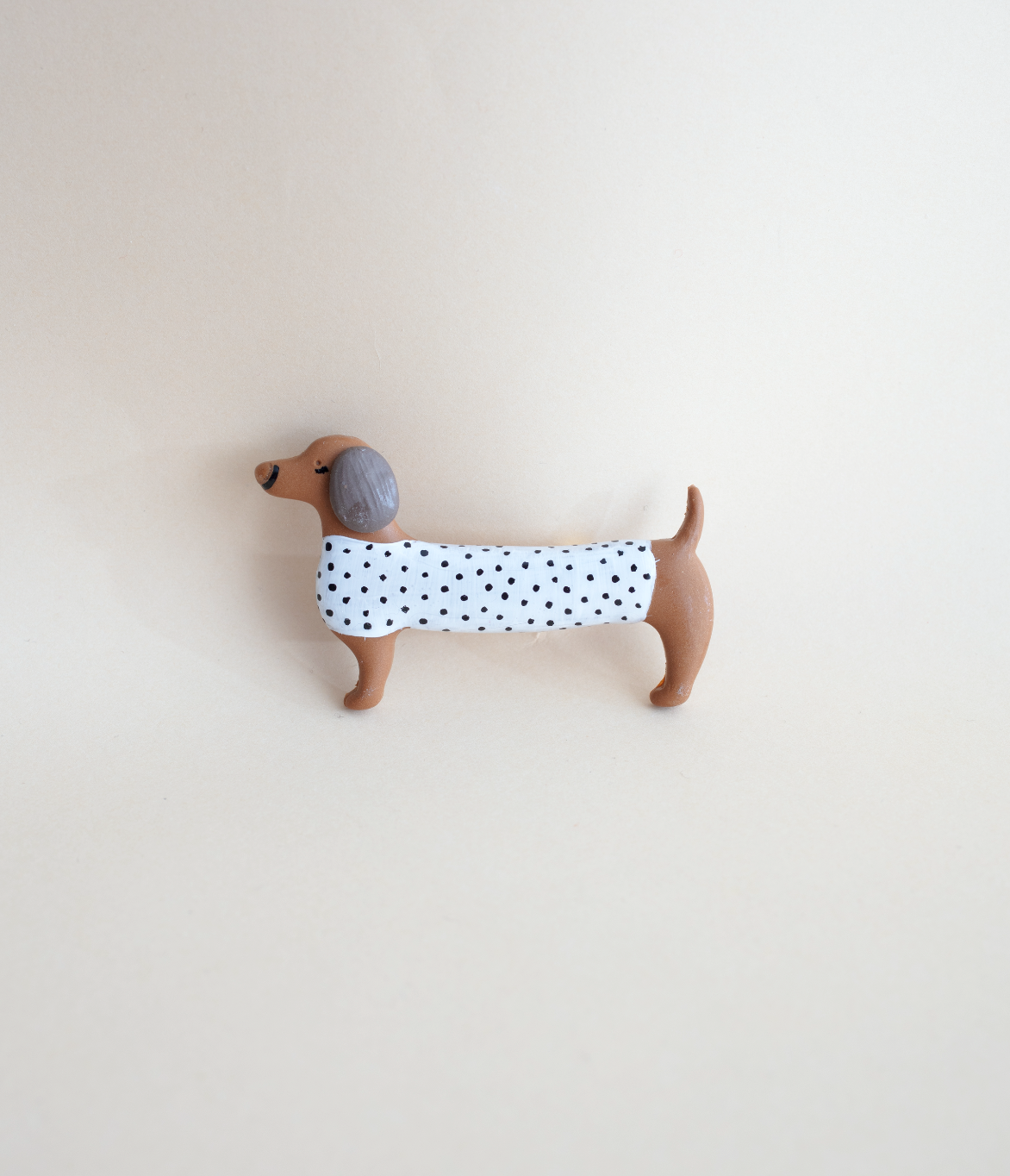 White Pois Dachshund Brooch