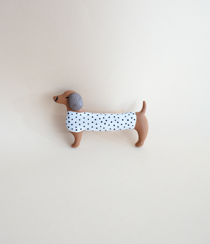 White Pois Dachshund Brooch