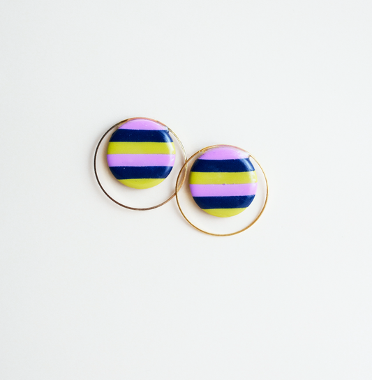 Stripe Button earrings 1