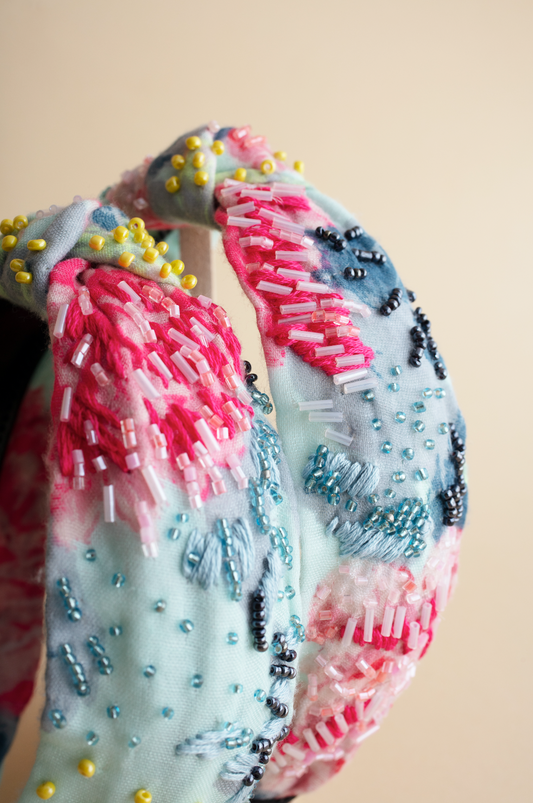 Soft Pastel Floral Beaded Headband