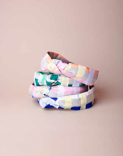 Minimal Pastel Plaid Headband - for Women and Teens