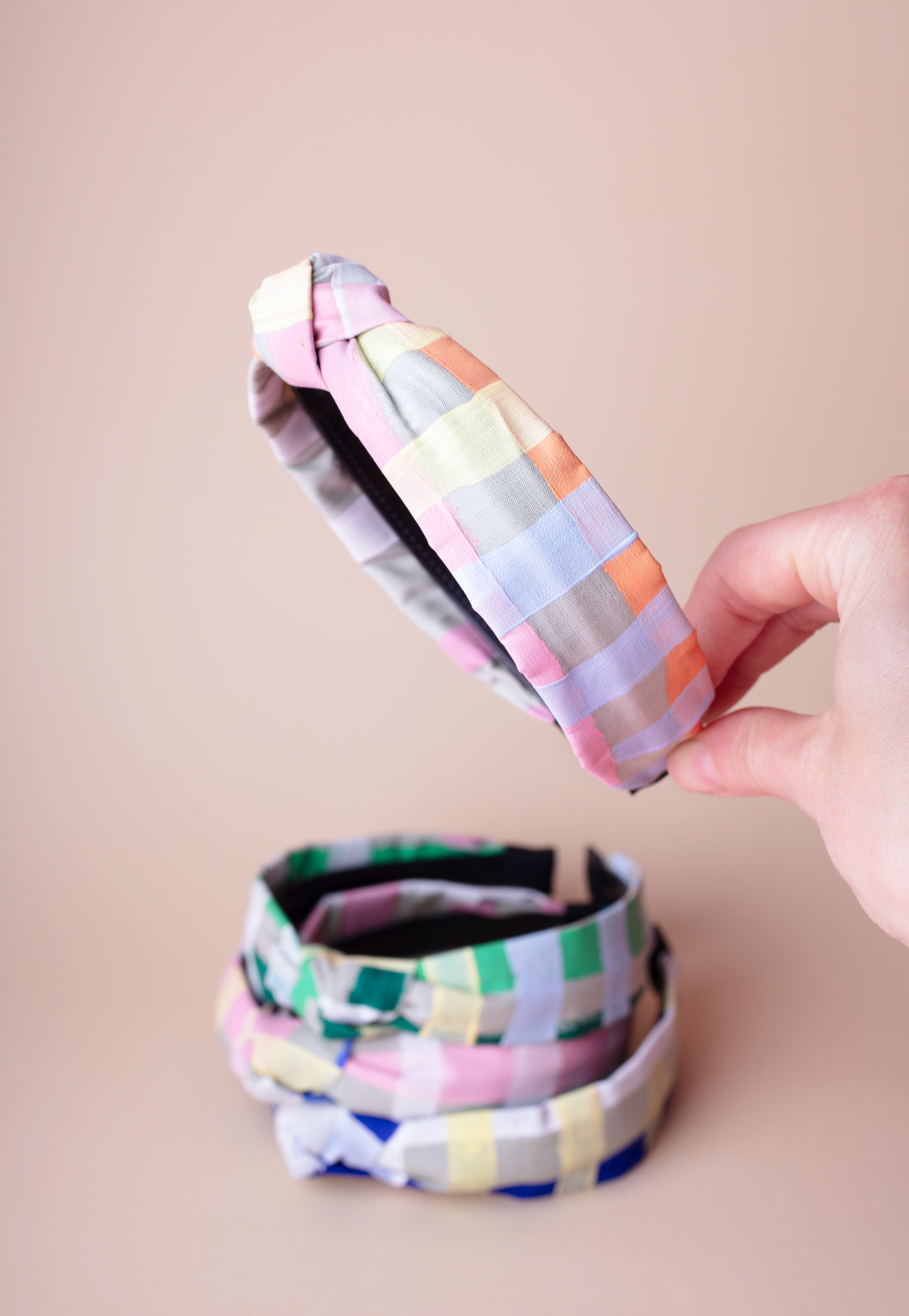 Minimal Pastel Plaid Headband - for Women and Teens