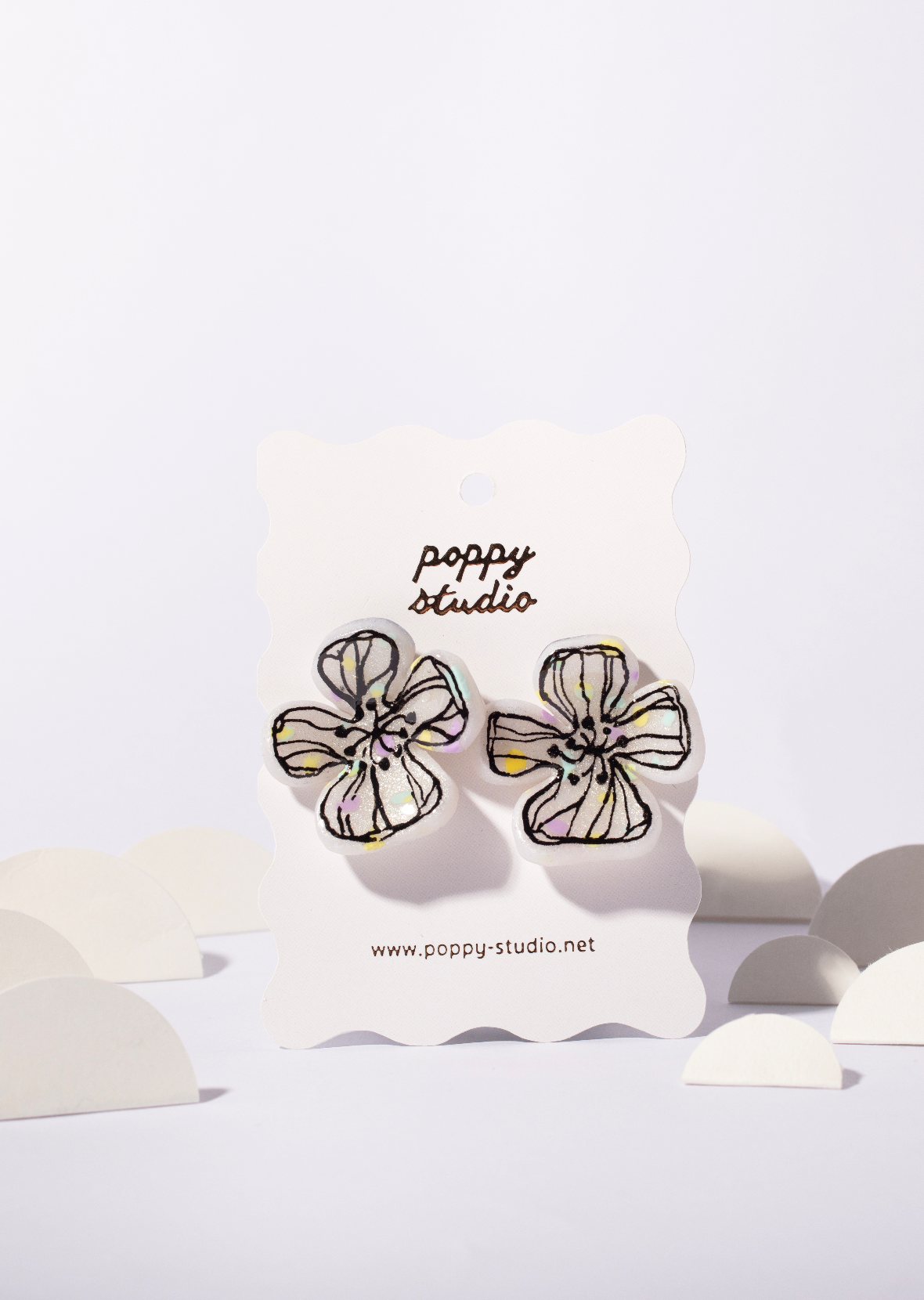 Painted Flower stud earrings