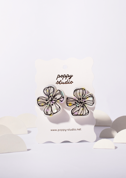 Painted Flower stud earrings