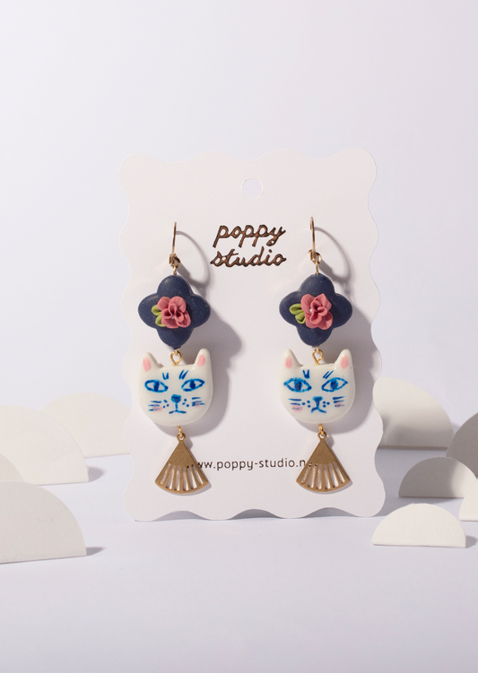 Rose and Cat earrings