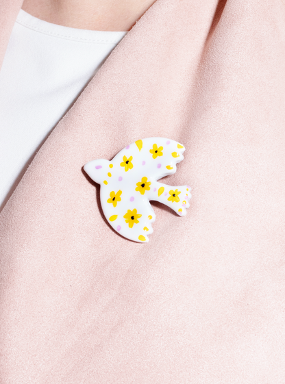 Flower Garden Dove Brooch