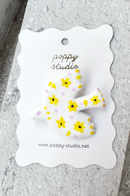 Flower Garden Dove Brooch