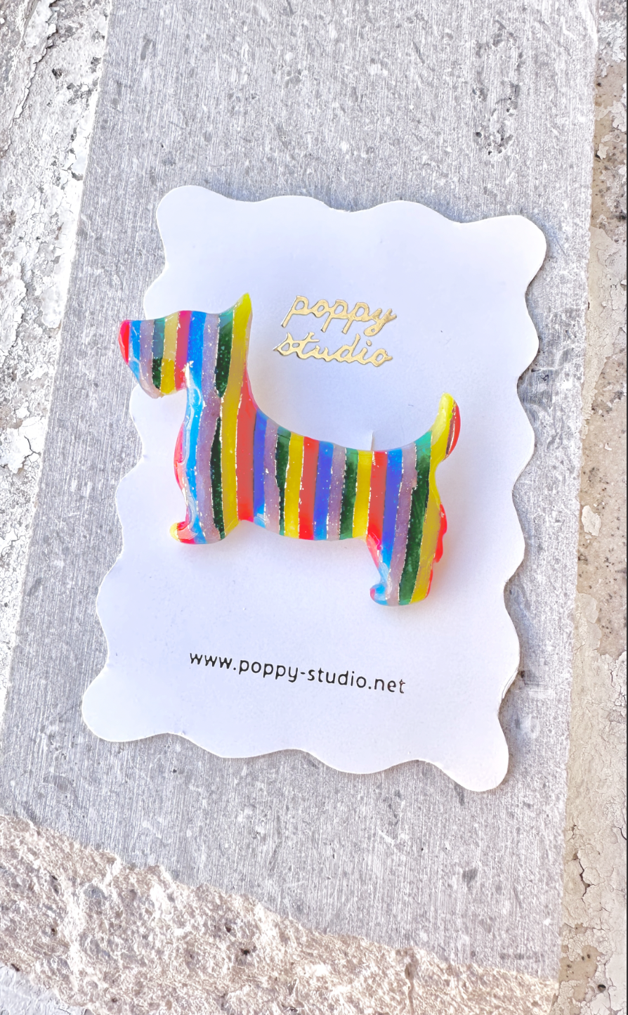 Dog Rainbow brooch