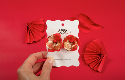Red Flower hoops