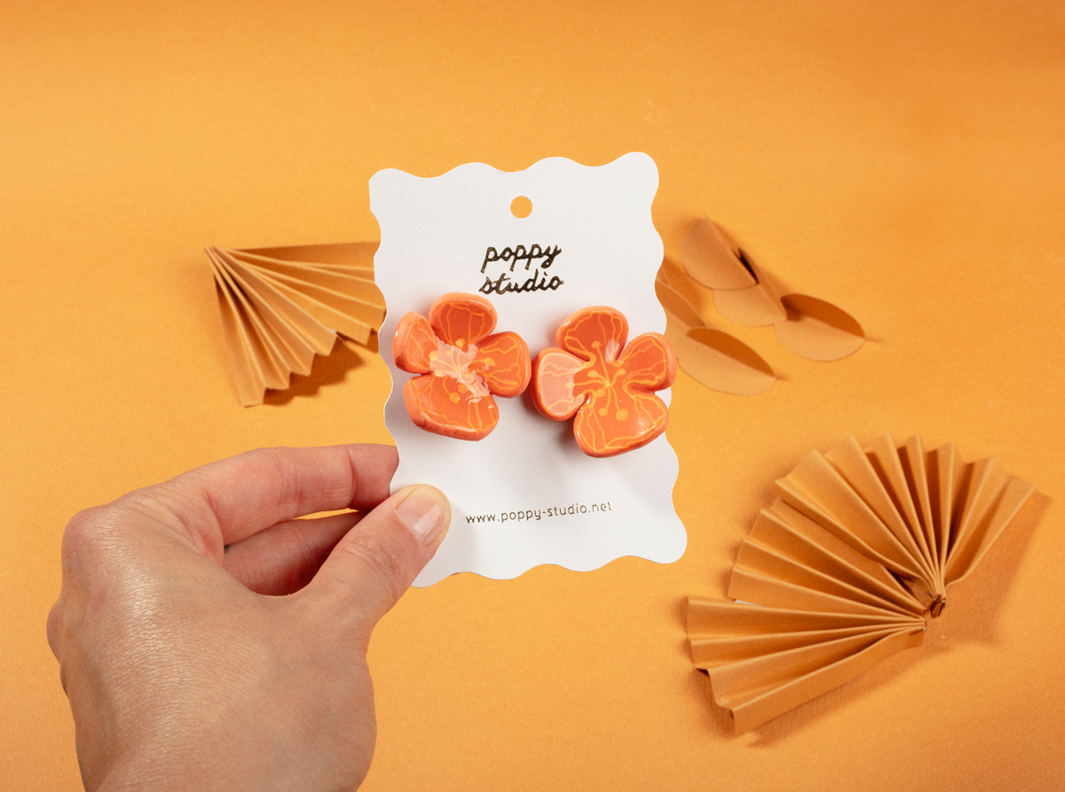 Orange Flower studs