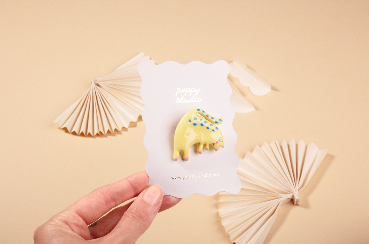 Yellow Lazy Cat Brooch