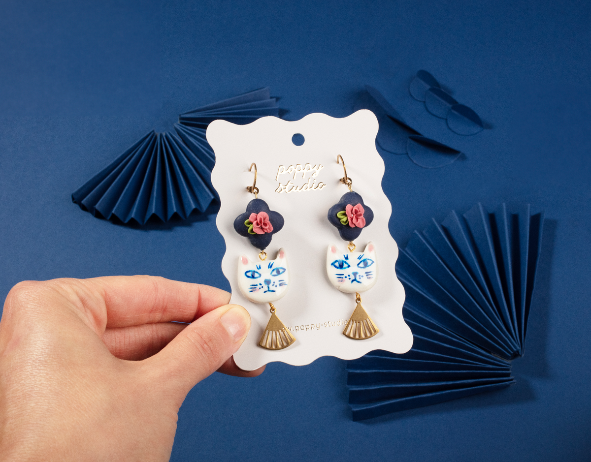 Rose and Cat earrings