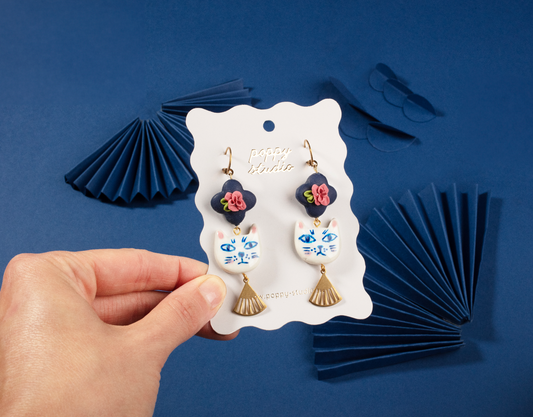 Rose and Cat earrings