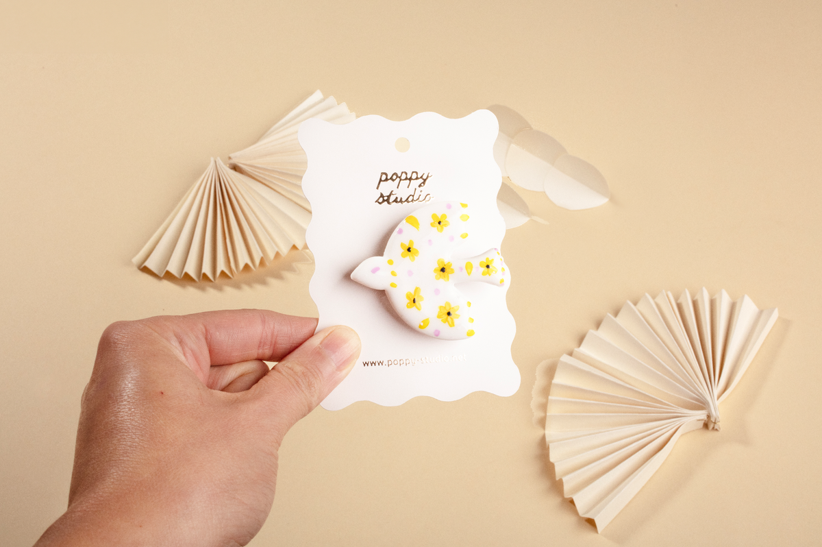 Flower Garden Dove Brooch