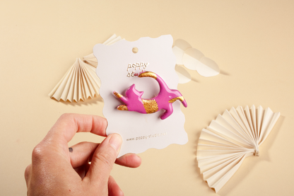 Fucsia Cat Brooch